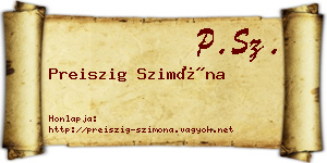 Preiszig Szimóna névjegykártya
